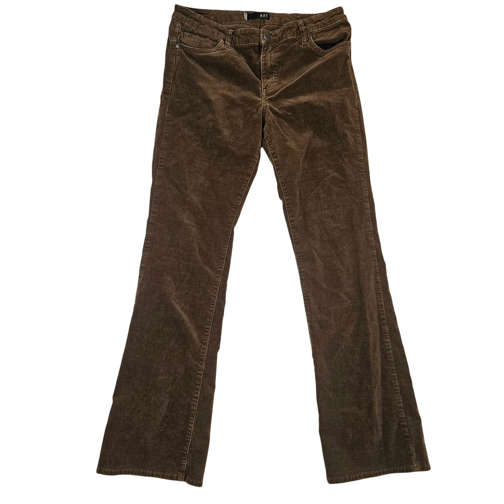 Kut from the Kloth Brown Corduroy Flare Leg Pants Womens Size 12 Mid Rise Soft